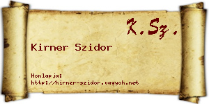 Kirner Szidor névjegykártya